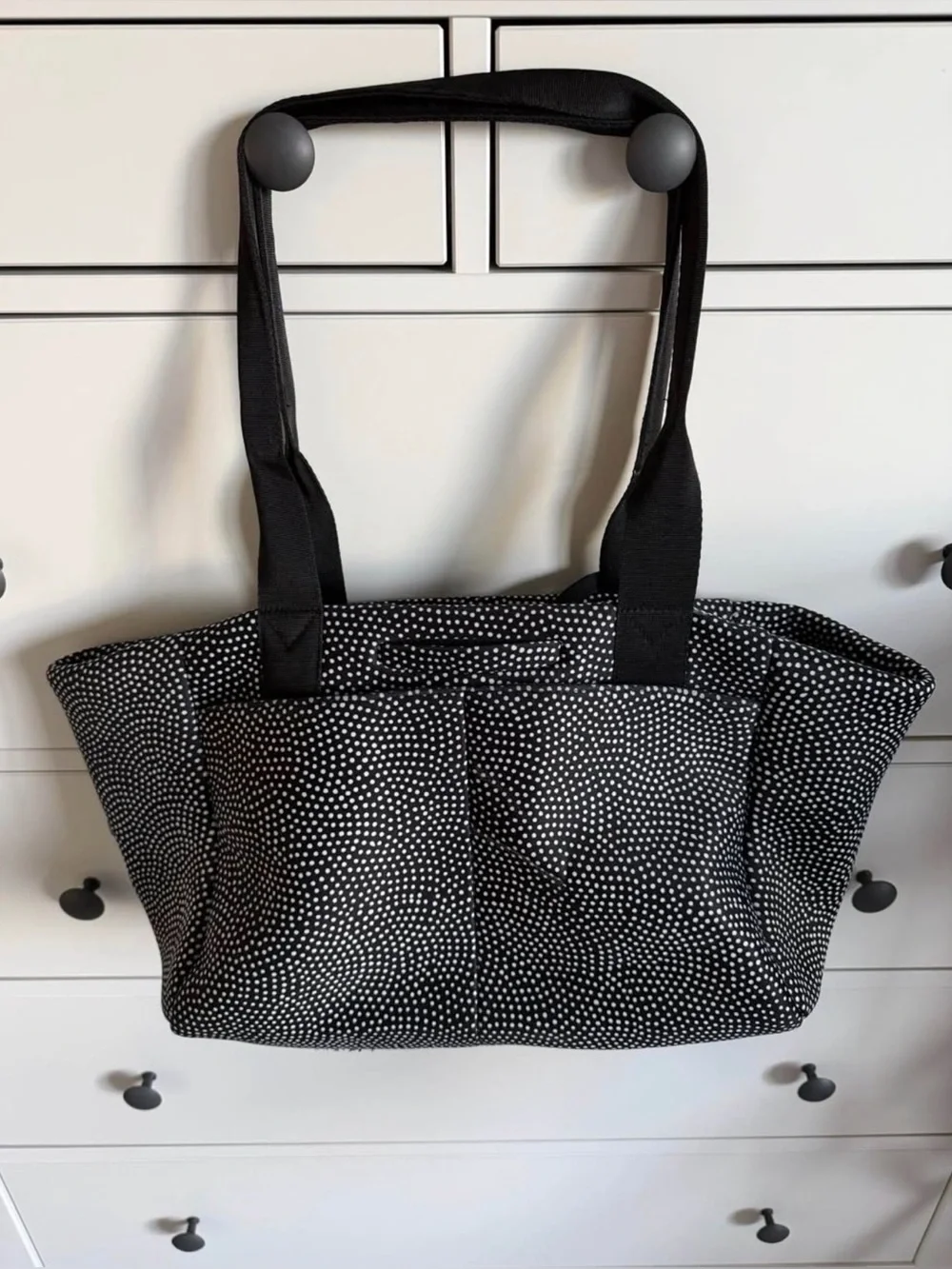 VOORAY Black Dot-Print Tote Bag with Double Handles